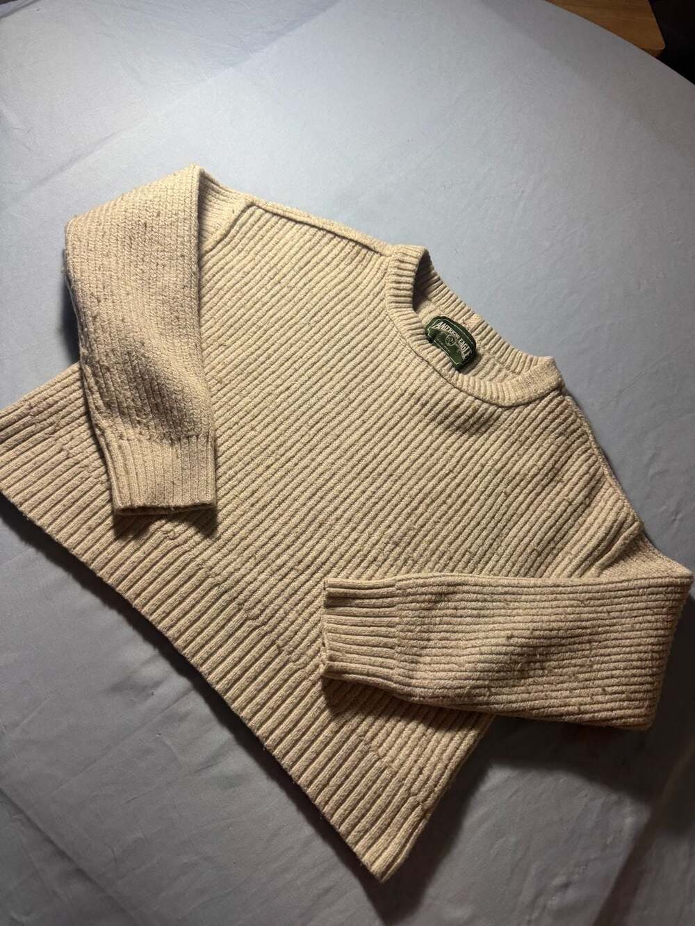 American Eagle Outfitters Ribbed Knit Crewneck Sweater Beige Size S